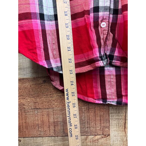Victorias Secret Womens Red Plaid Pajama Set Button-Up Top & Shorts M - Picture 4 of 8